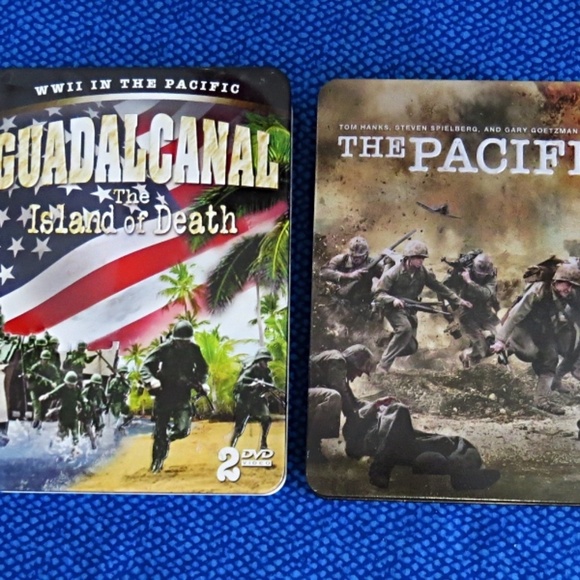 2 DVD Sets in Embossed Tin Cases GUADAL CANAL & THE PACIFIC - Picture 1 of 5